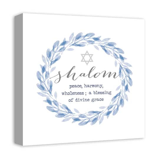 Shalom Def Wreath Blue 16x16 Canvas Wall Art